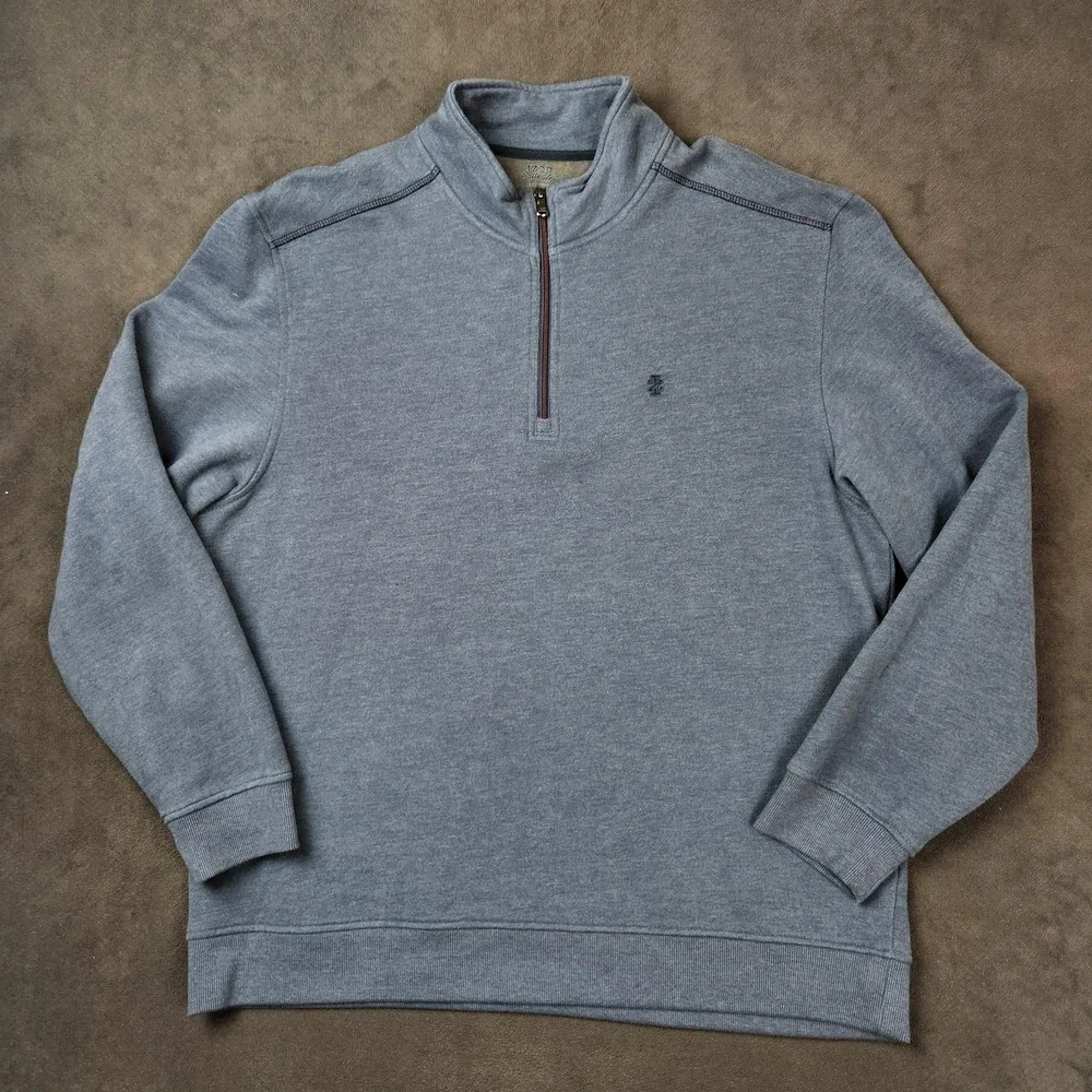Izod Saltwater Sweater Mens 2XL Blue Quarter Zip‎ Pullover Relaxed Classics